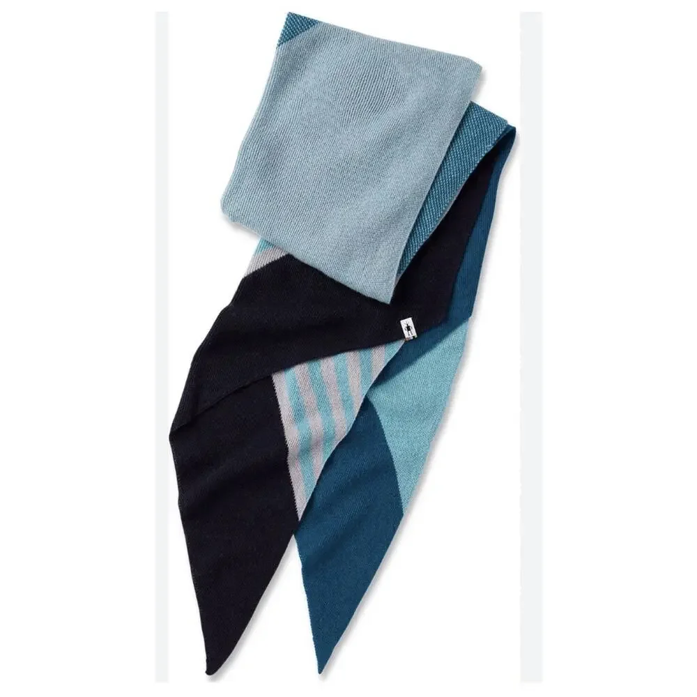 Smartwool Snowline Point Stripe Scarf deep marlin Blue Long Merino Wool Blend